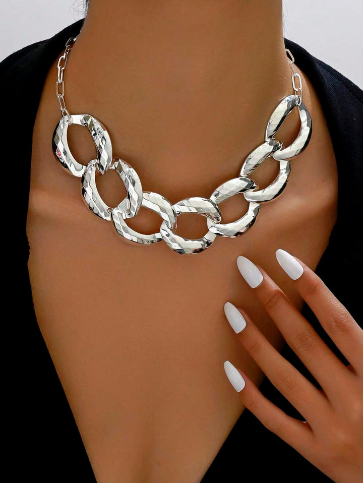 Hammered Oval Link Necklace