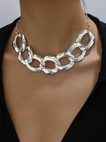 Hammered Oval Link Necklace
