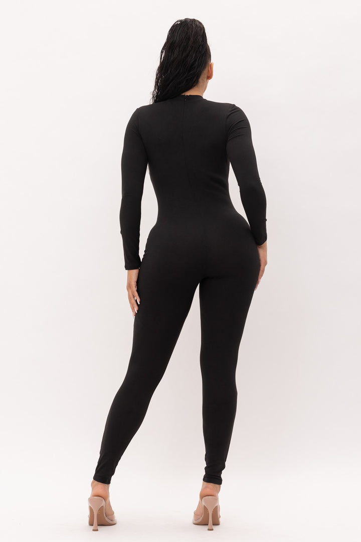 Long Sleeve Ripped Side Cutout Jumpsuit