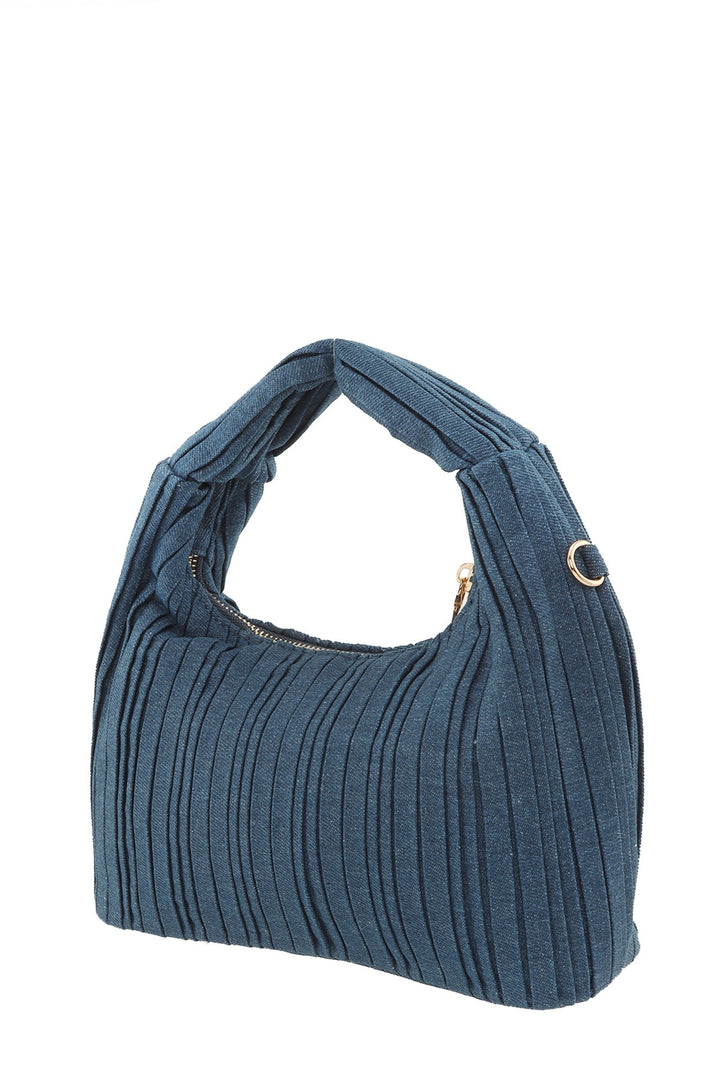 Textured Denim With Handle Crossbody Bag