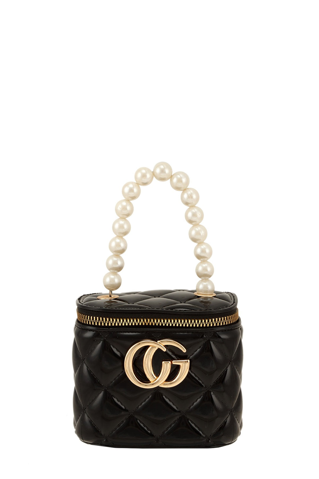 Quilted Vanity Bag With Pearl Handle