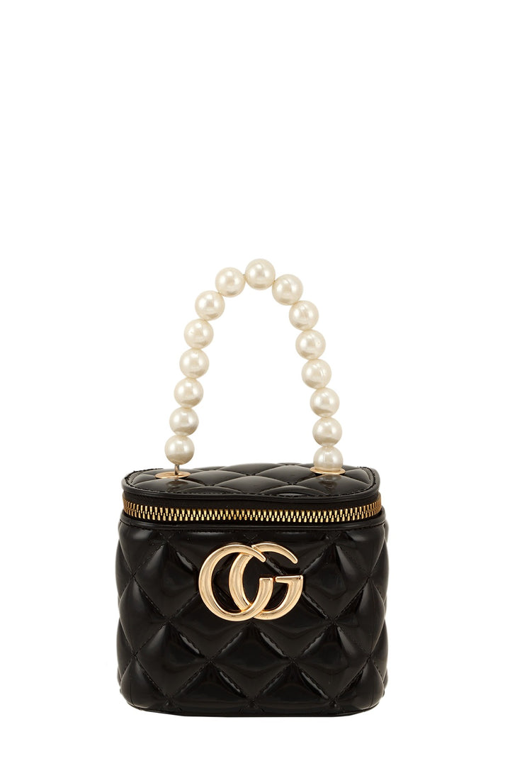 Quilted Vanity Bag With Pearl Handle