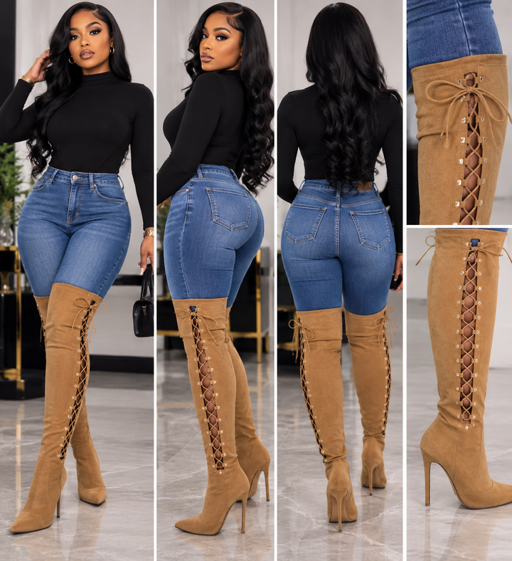 Lace Me Up Thigh High Boots