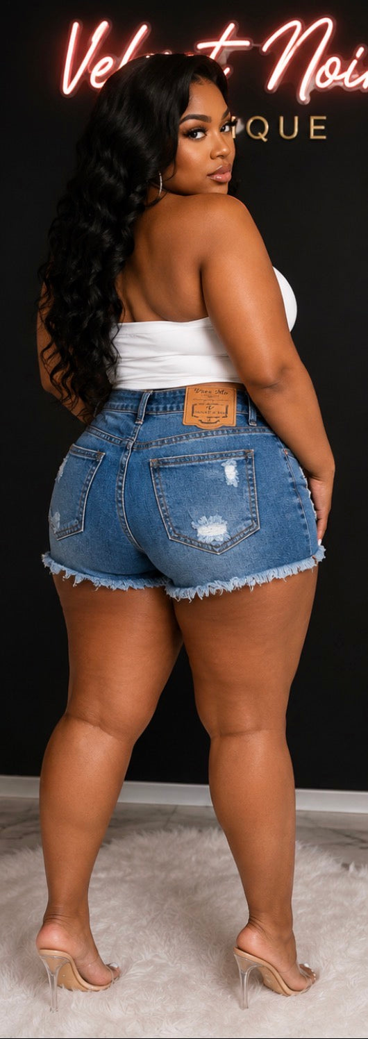 Blue Daze Distressed Denim Shorts