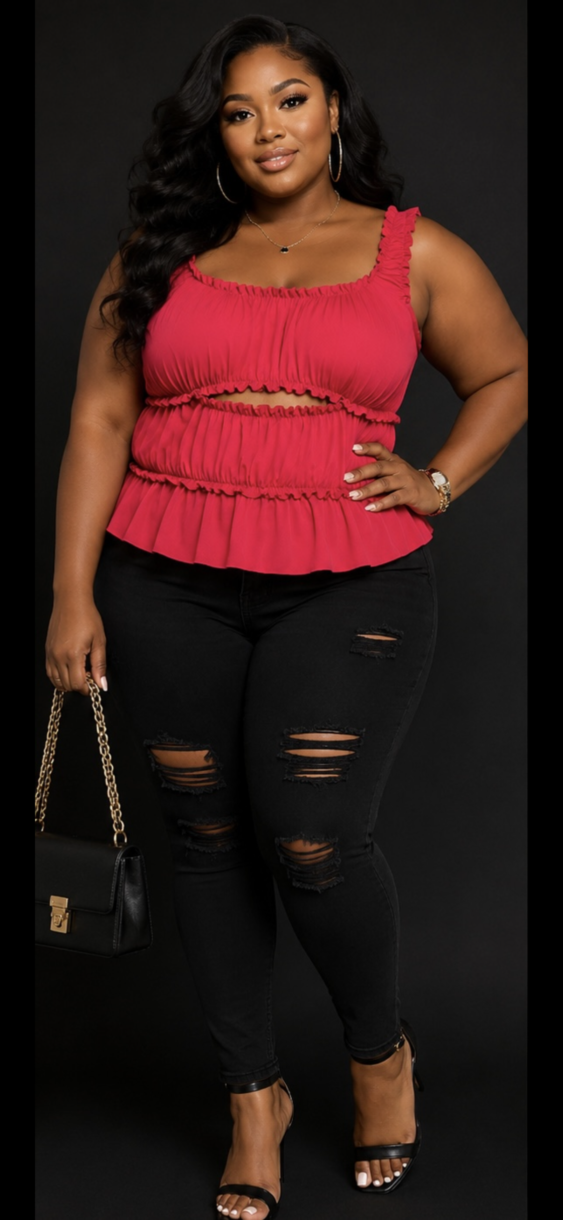 Plus ruffle top