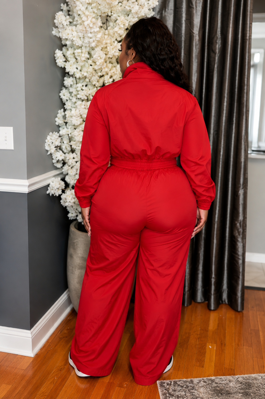Curve Trim Top Wide Leg Pants Set