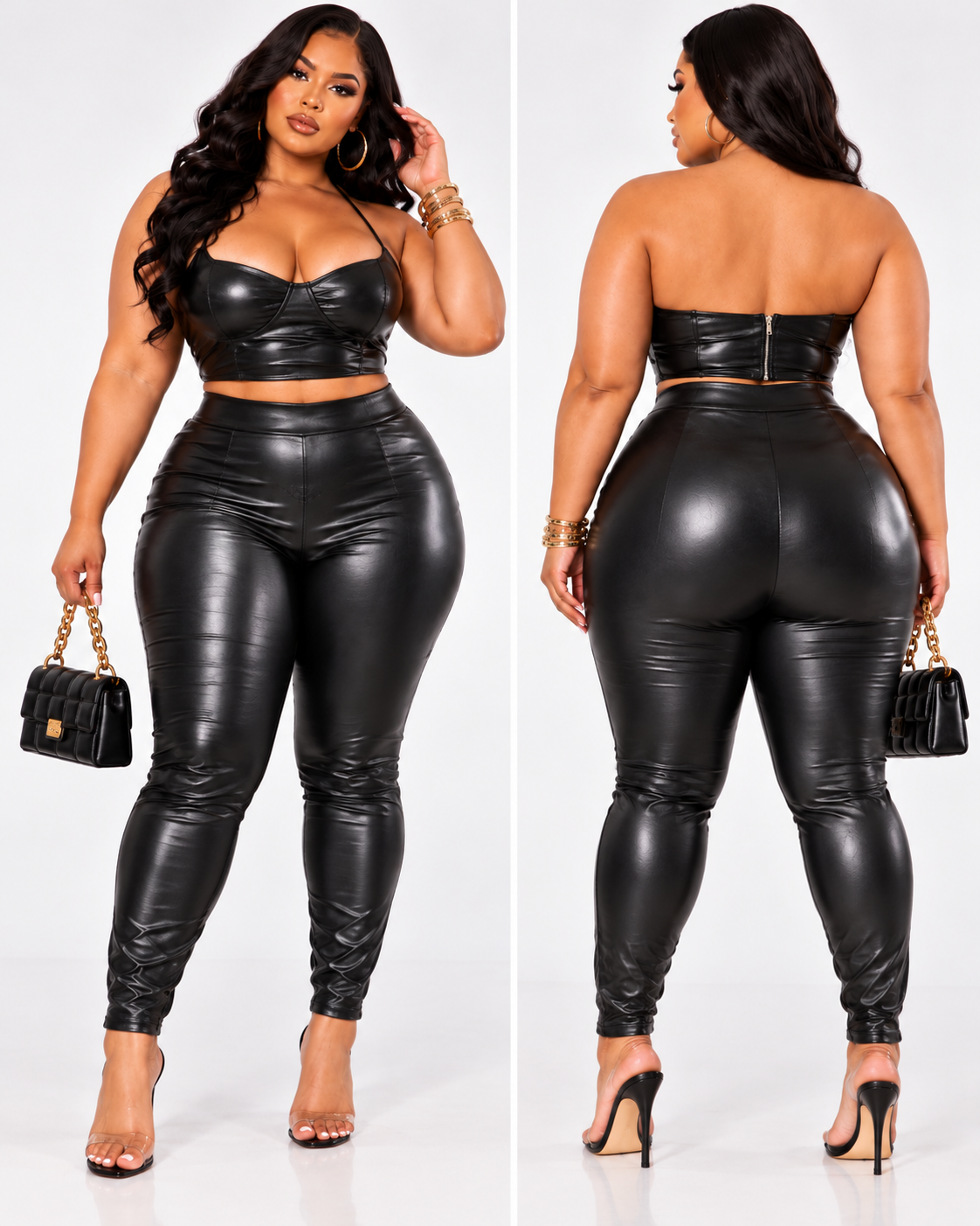 Curve Faux Leather Legging