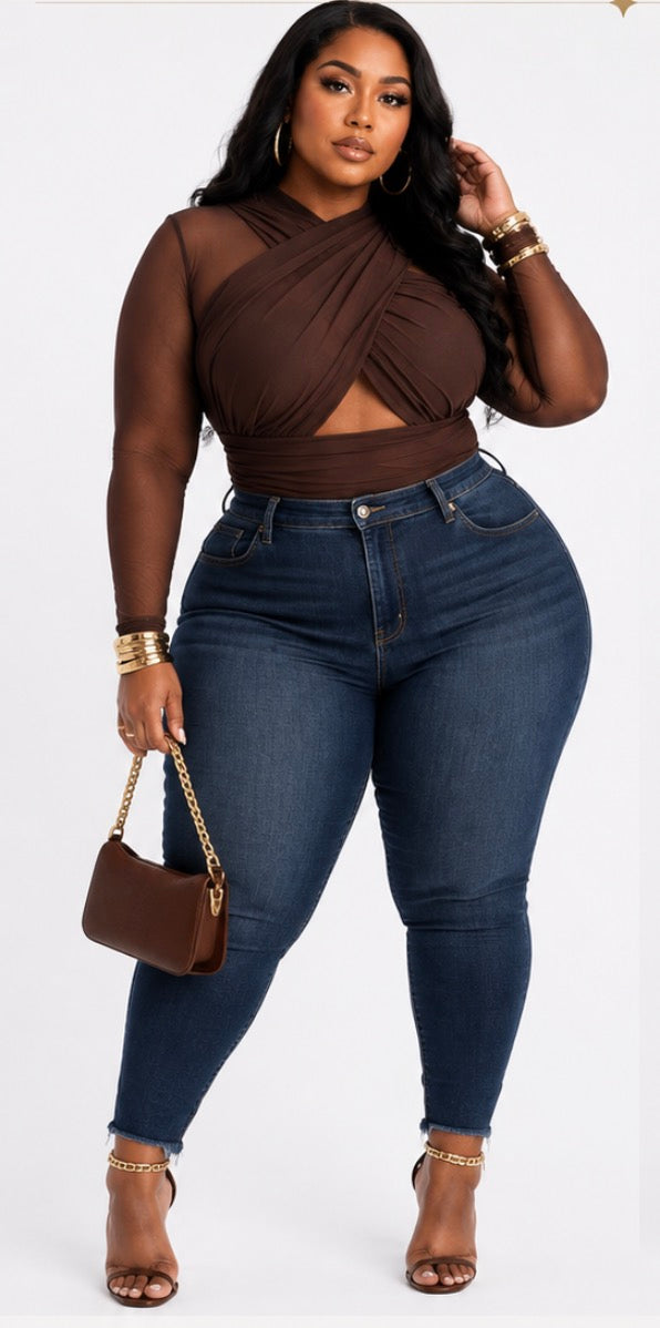 Chocolate Mesh Wrapped Bodysuit