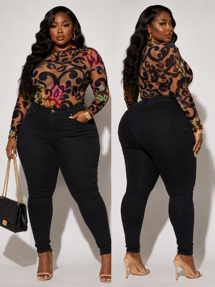 Baroque Bloom Sheer Bodysuit