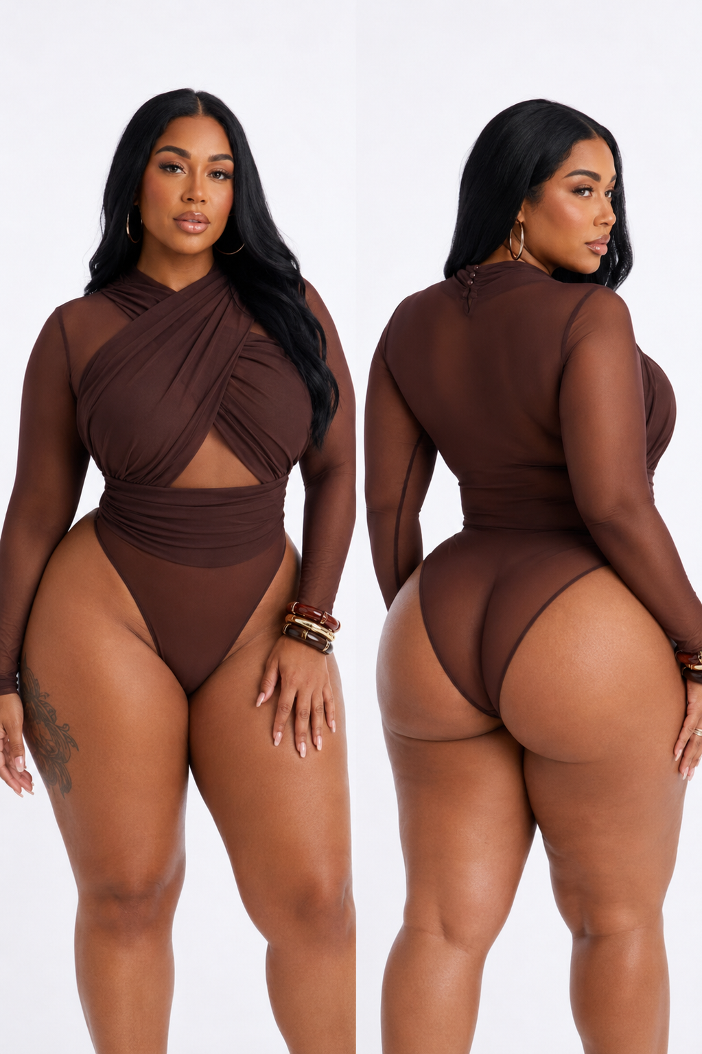 Chocolate Mesh Wrapped Bodysuit