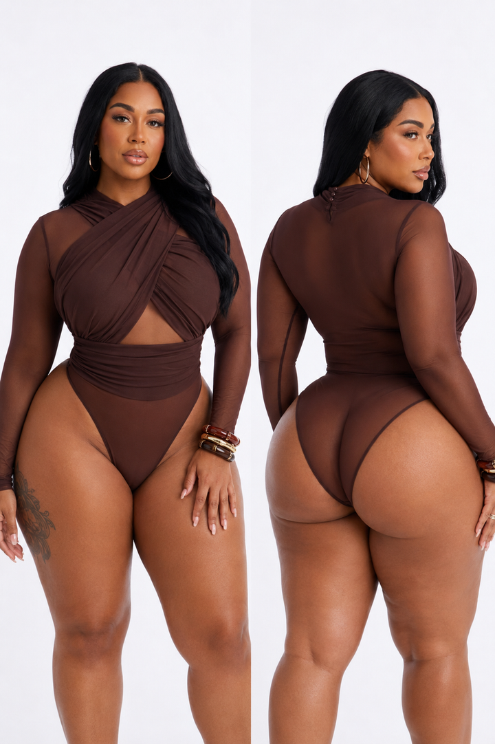 Chocolate Mesh Wrapped Bodysuit