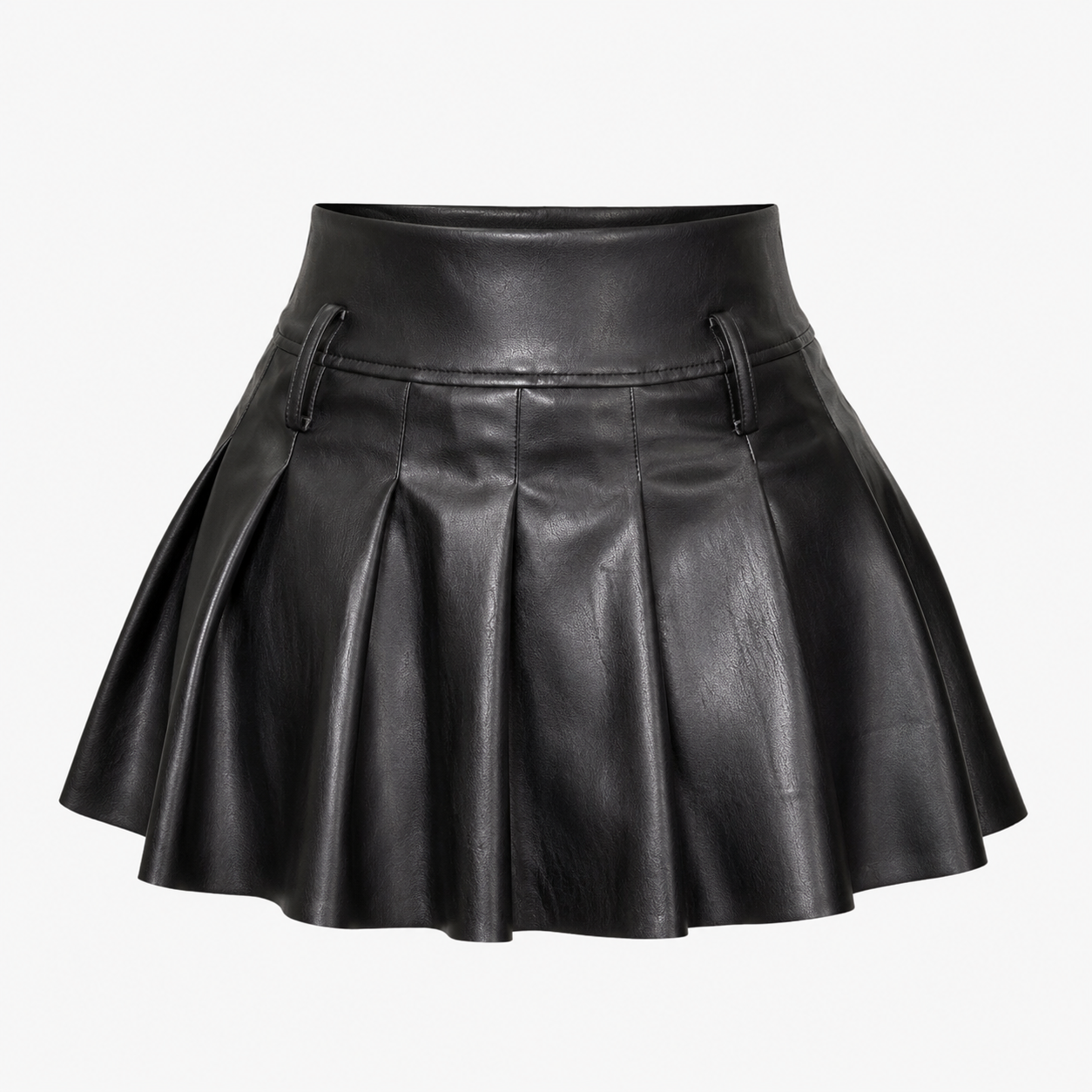 SB wrinkle leather skirt.