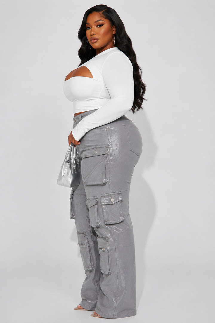 Foil Baggy Cargo Jeans