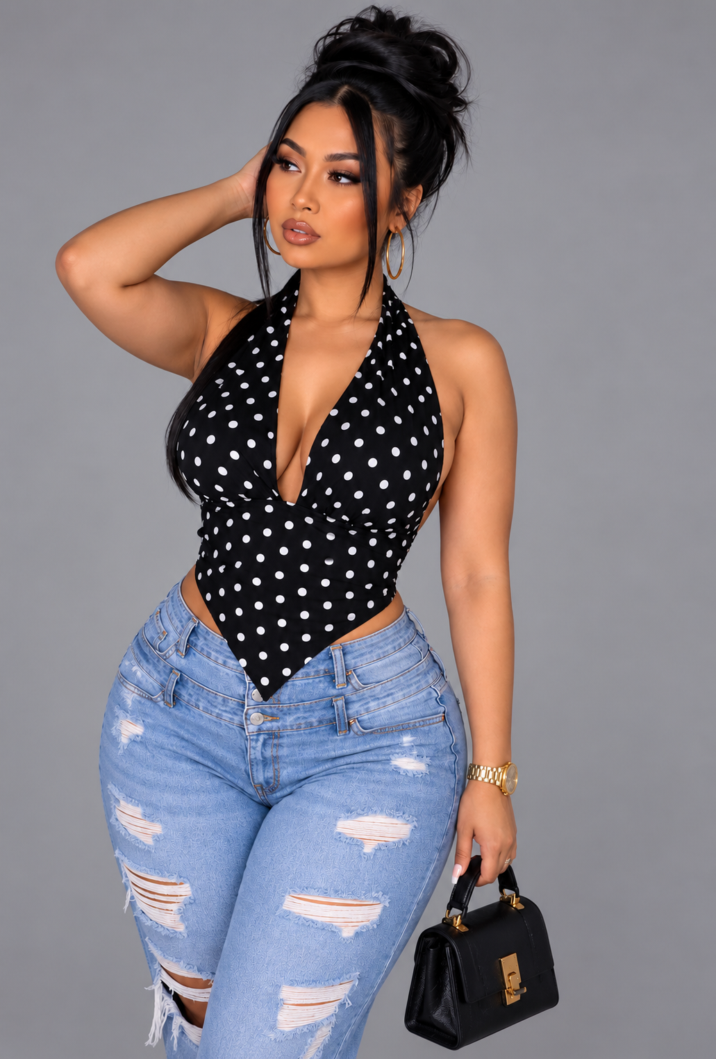 POLKA HALTER TOP