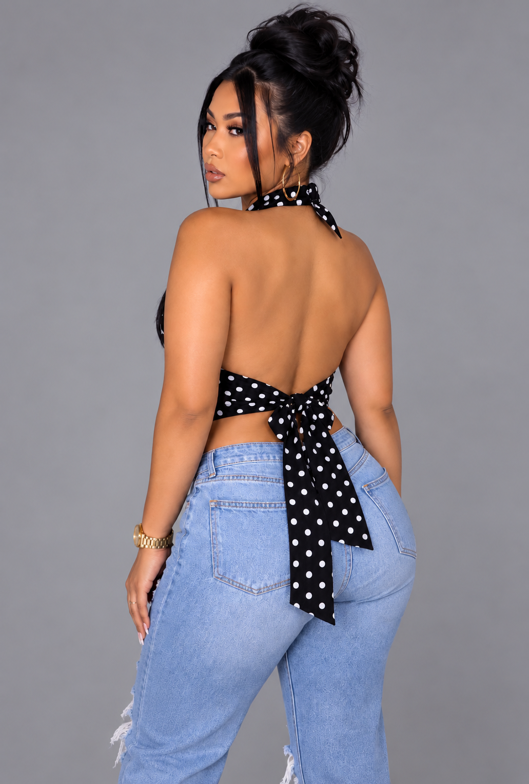 POLKA HALTER TOP