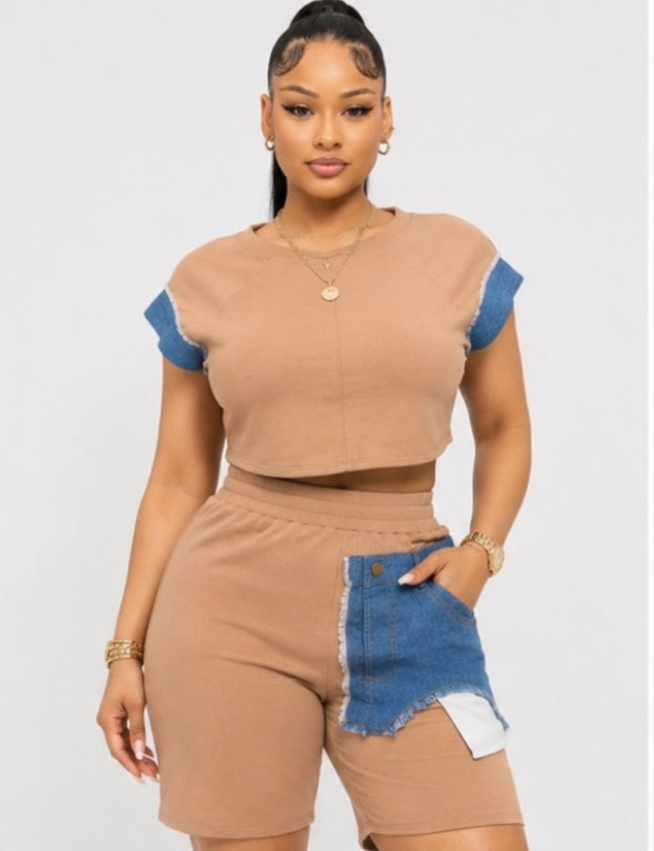 Denim Mocha Biker Set