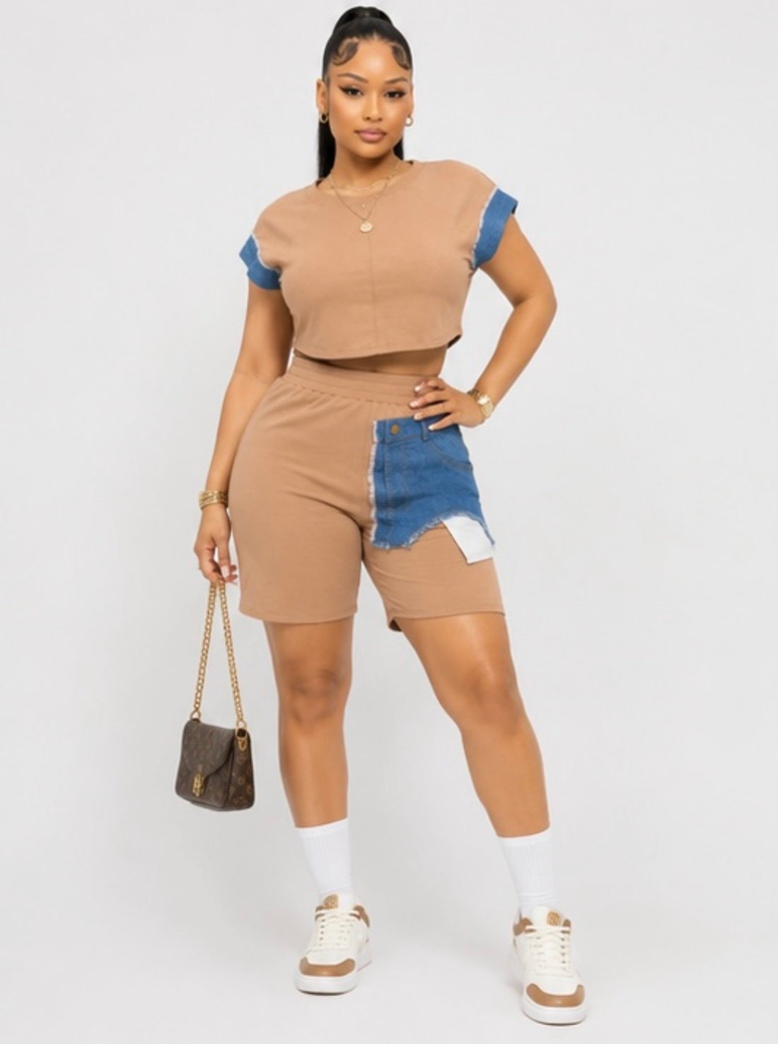 Denim Mocha Biker Set