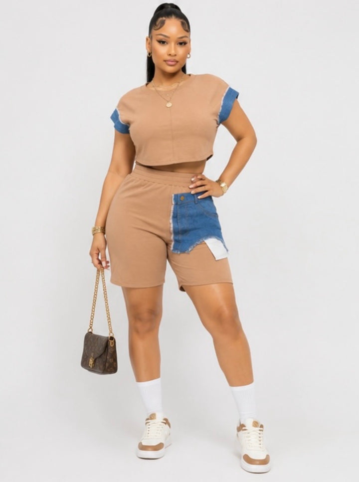 Denim Mocha Biker Set