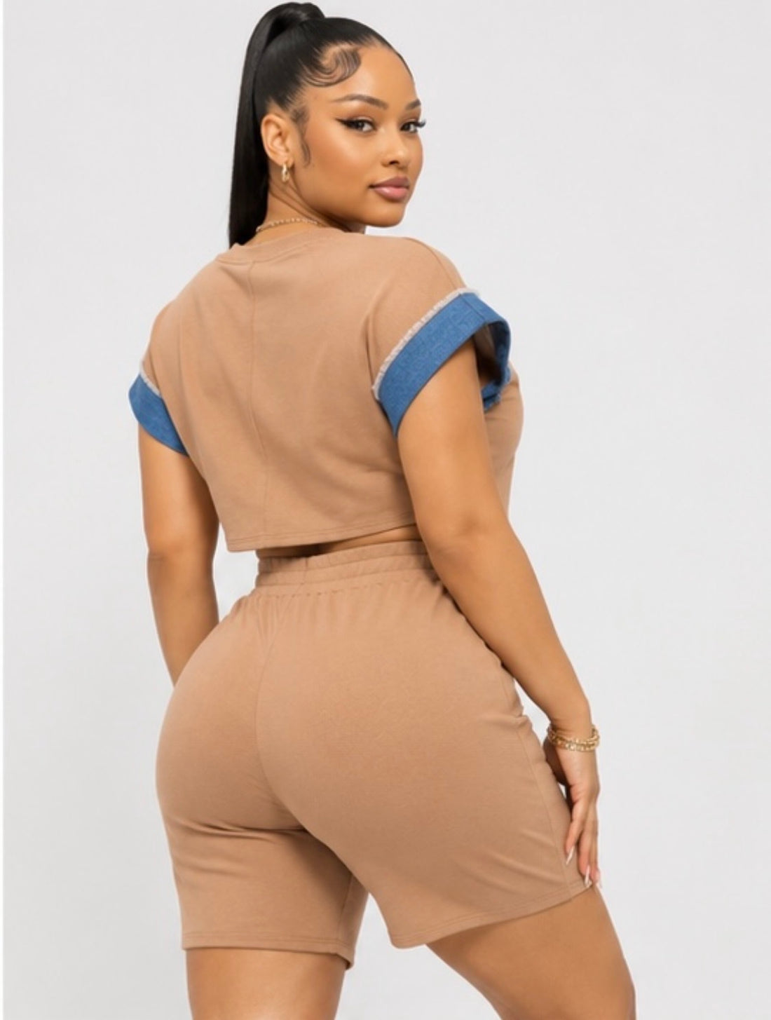Denim Mocha Biker Set