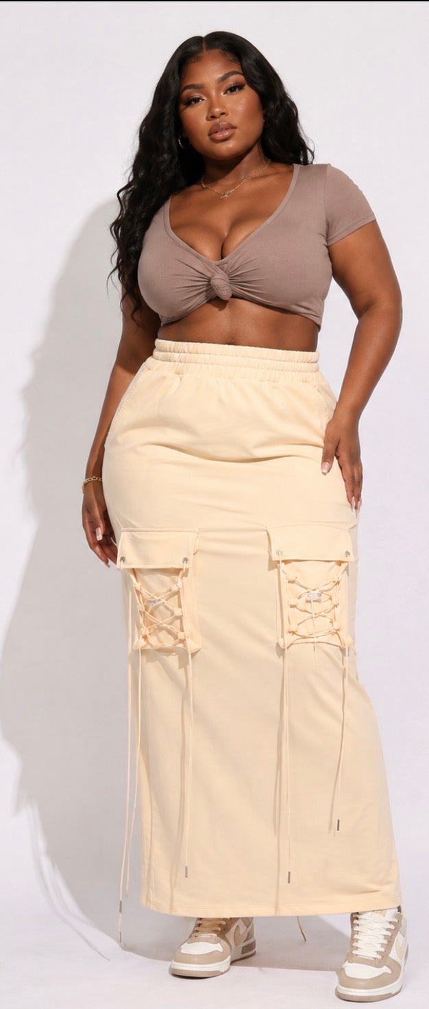 Ivory Edge Cargo Maxi Skirt