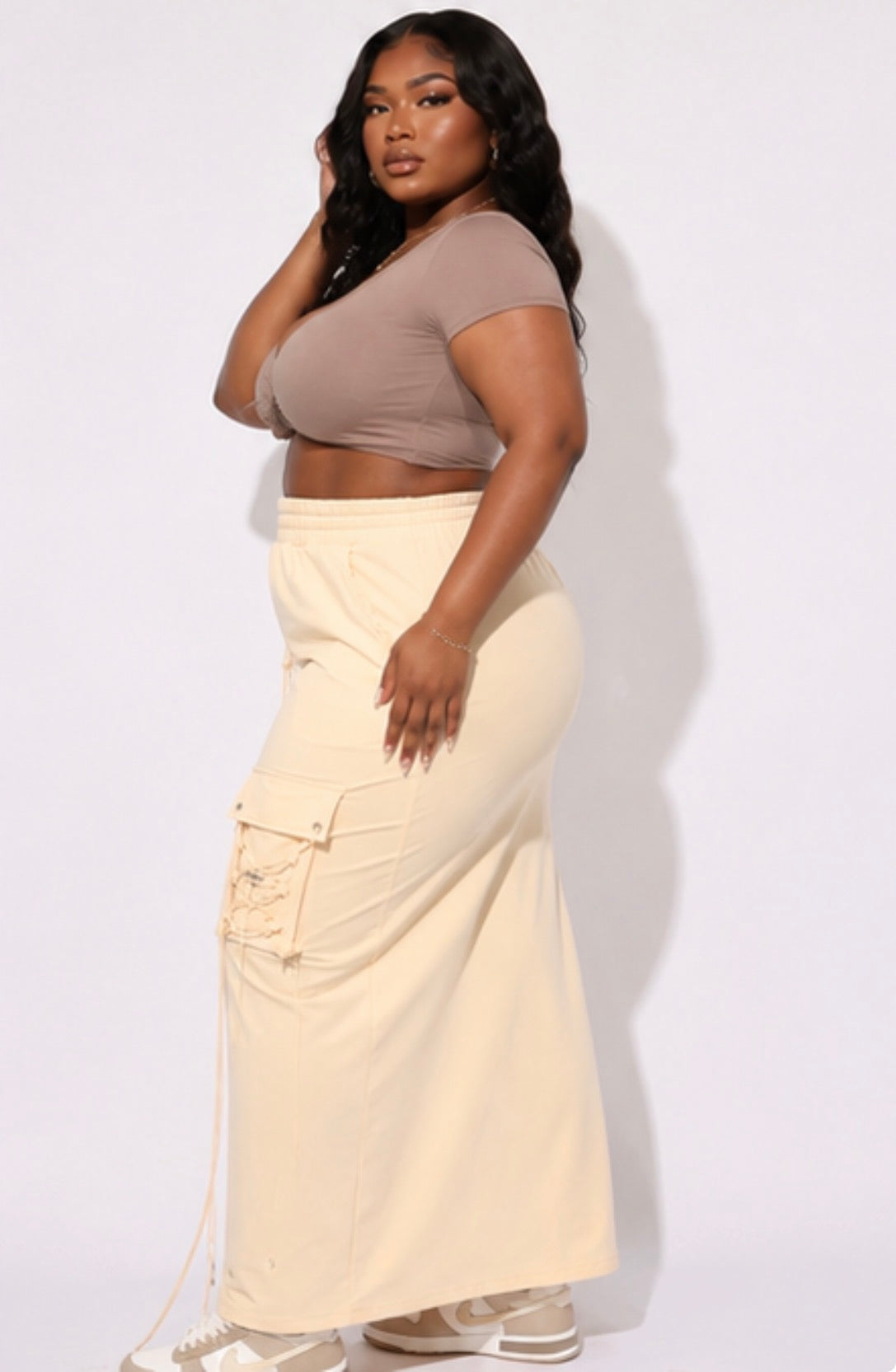 Ivory Edge Cargo Maxi Skirt