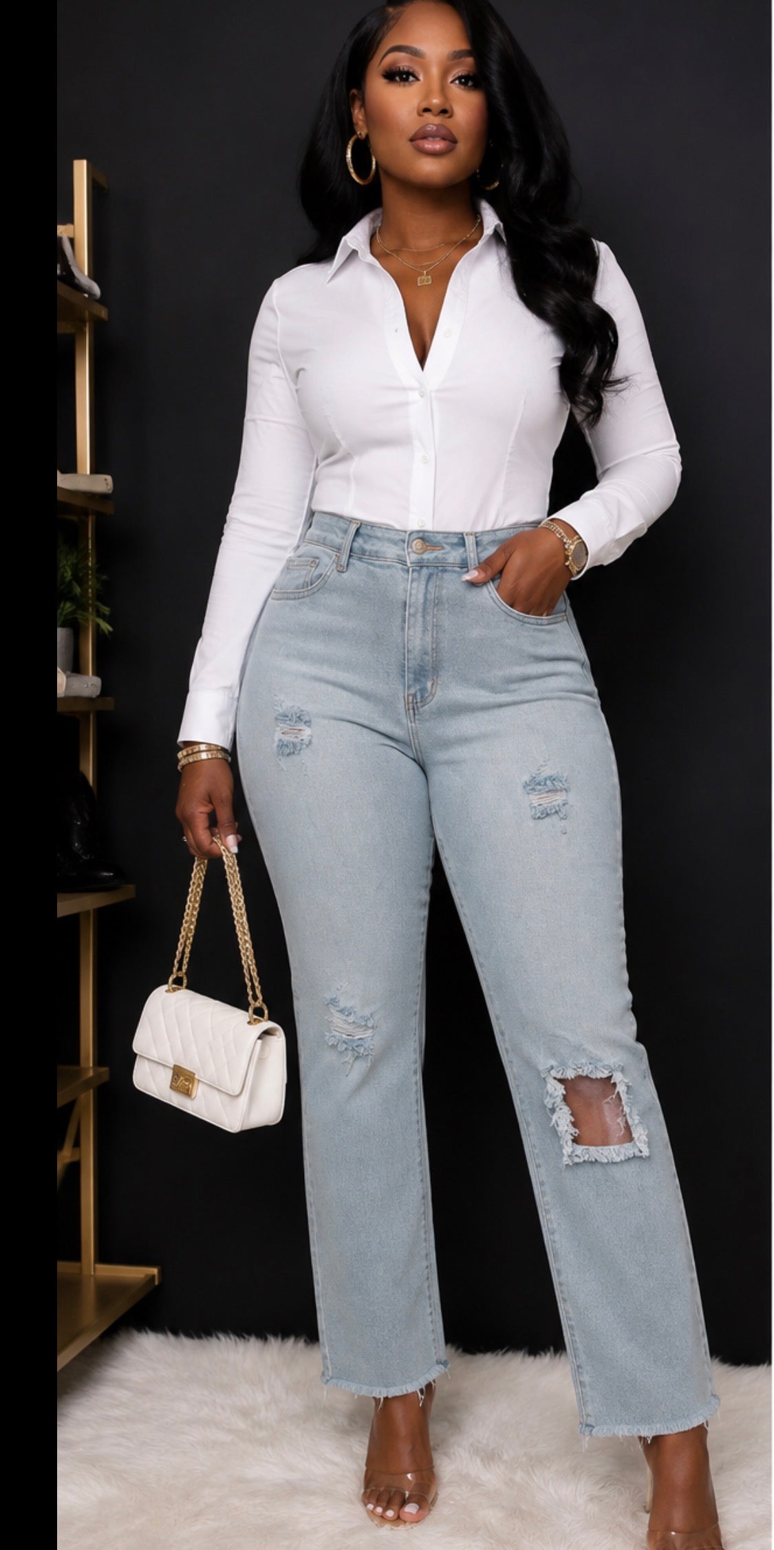 L wash straight leg jean