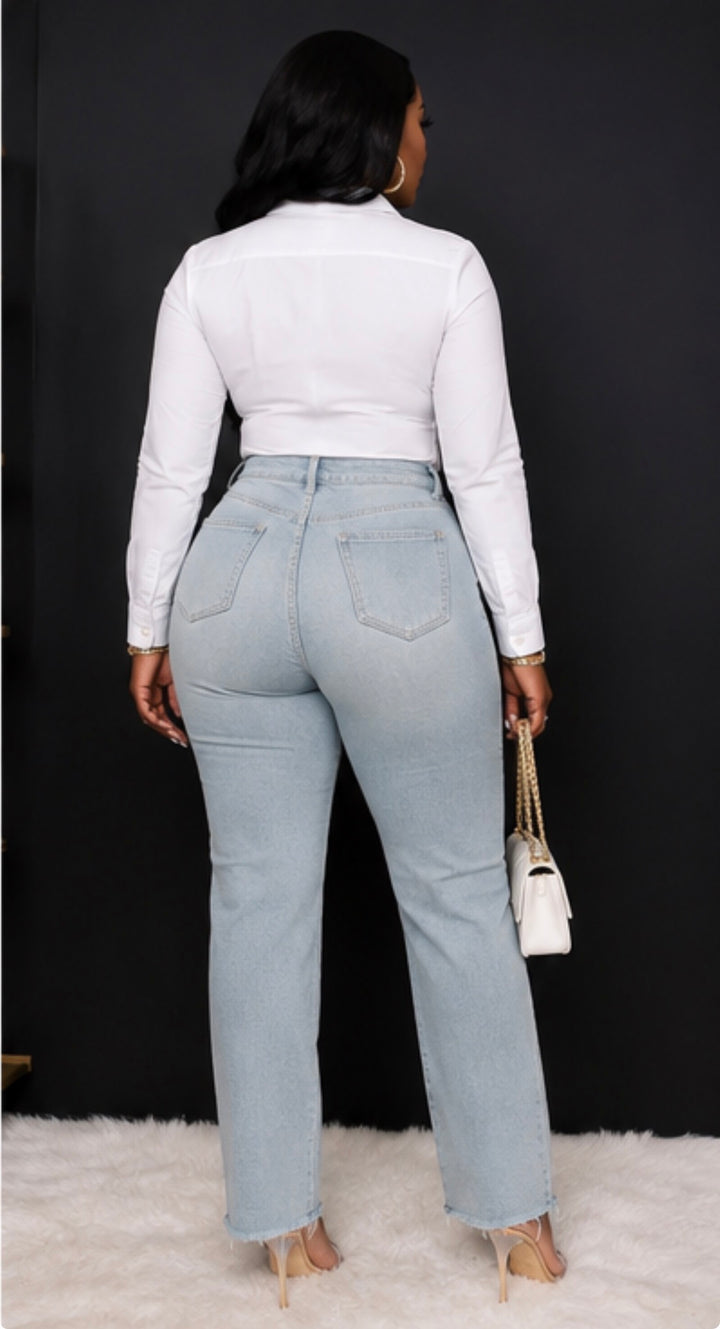 L wash straight leg jean